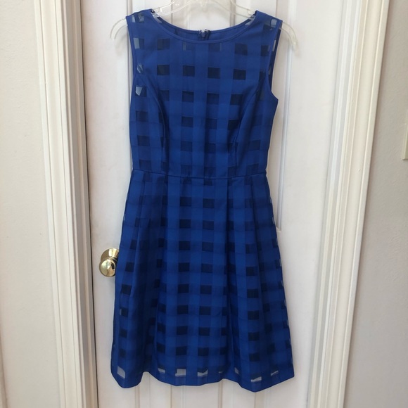 Ellen Tracy dress, royal blue, fitted waist, Sz 2 - Picture 1 of 14